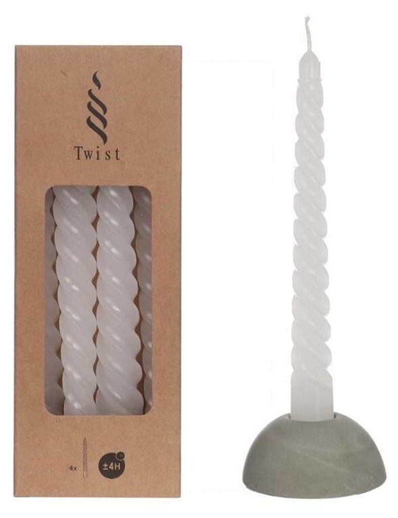 Kerzen Gedreht Weiß | H: 19cm (4 Stück) [IFS-32237] Produktbild 