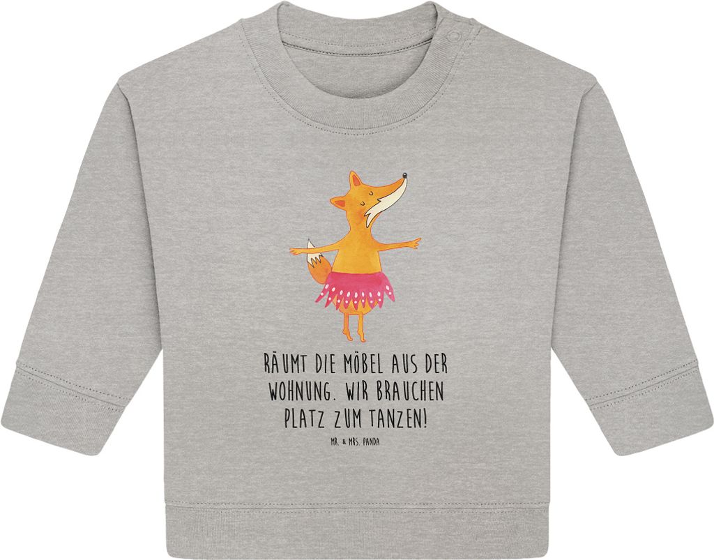 Mr. & Mrs. Panda Organic Baby Pullover Fuchs Ballerina 6. - 12. Monat - Heather Grey - Geschenk, Party, Geburtstag, Yeah, Bullover