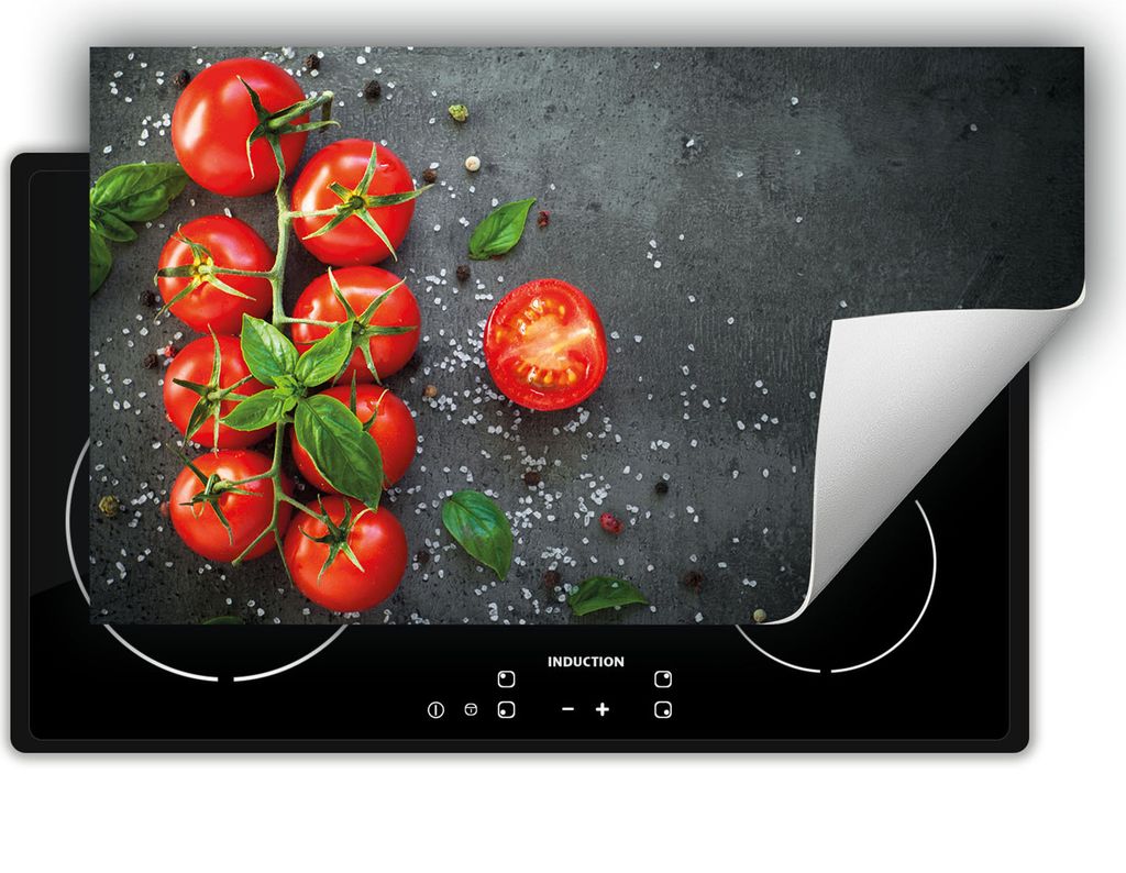 DarHaus Herdabdeckplatte 90x52 cm Anti Rutsch Matte Aufrollbar, schiefer - Tomaten