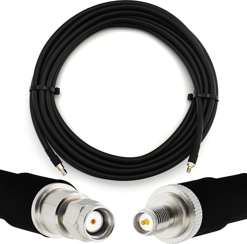 2m RP-SMA Stecker auf RP-SMA Buchse Koaxialkabel — Vollkupfer HF400 Flexibles Verlängerungskoax 50 Ohm (LMR400 UF UltraFlex Äquivalent) — fü...