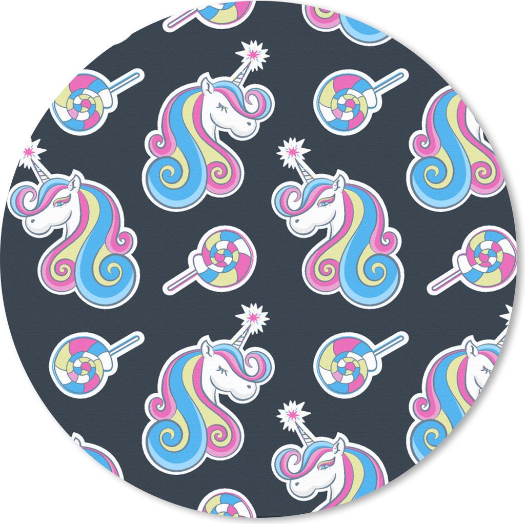 MuchoWow Mauspad Mousepad Mädchen - Einhorn - Lutscher Bonbons - Muster - Mädchen - Kinder - Kinder 40x40 cm - Mousepads - Maus Mat - Pad - Mau...