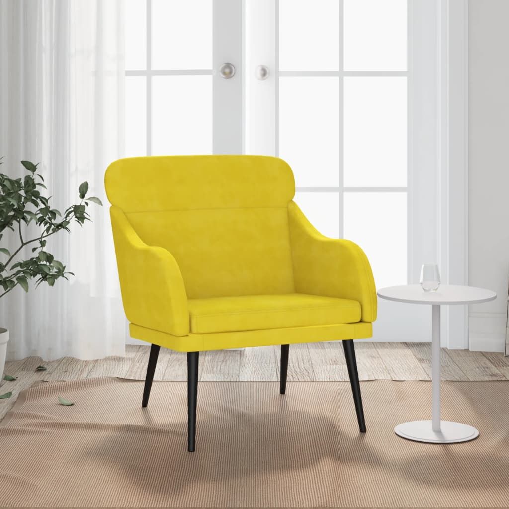 The Living Store Sessel Gelb 63x76x80 cm Samt