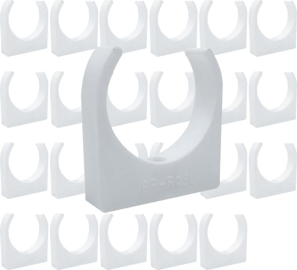 U-Form Rohrschelle - 24 Stück - Innendurchmesser 50mm - Weiß