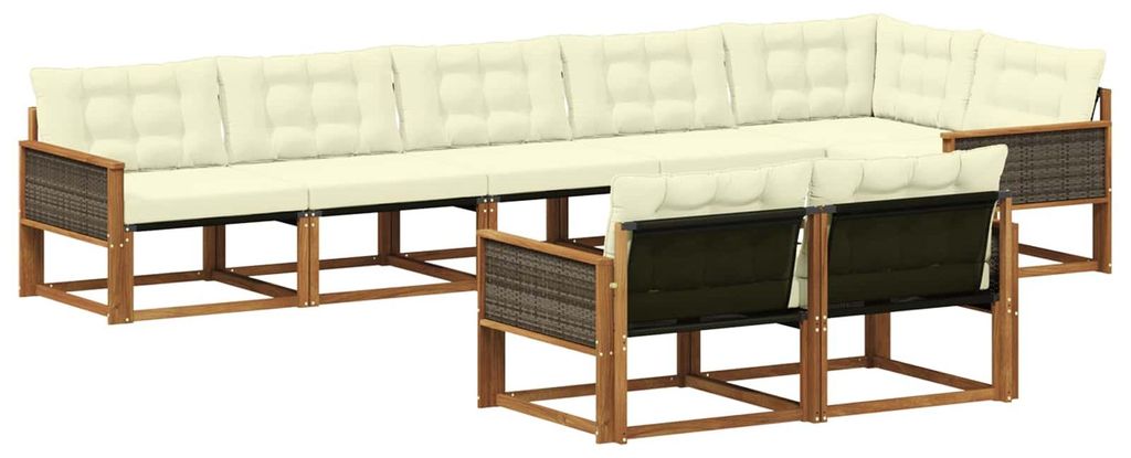 “2026 Modern“ Braun Outdoor-Sofagarnitur mit Kissen 8 pcs Natur und Creme - Designermöbel 42343 - Gartensofas