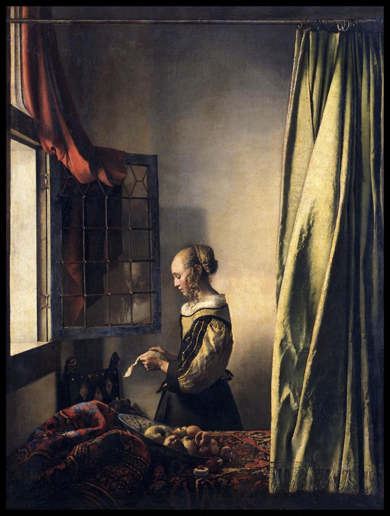 Plakat 60x80cm Mädchen liest einen Brief, Vermeer Vintage für das Wohnzimmer