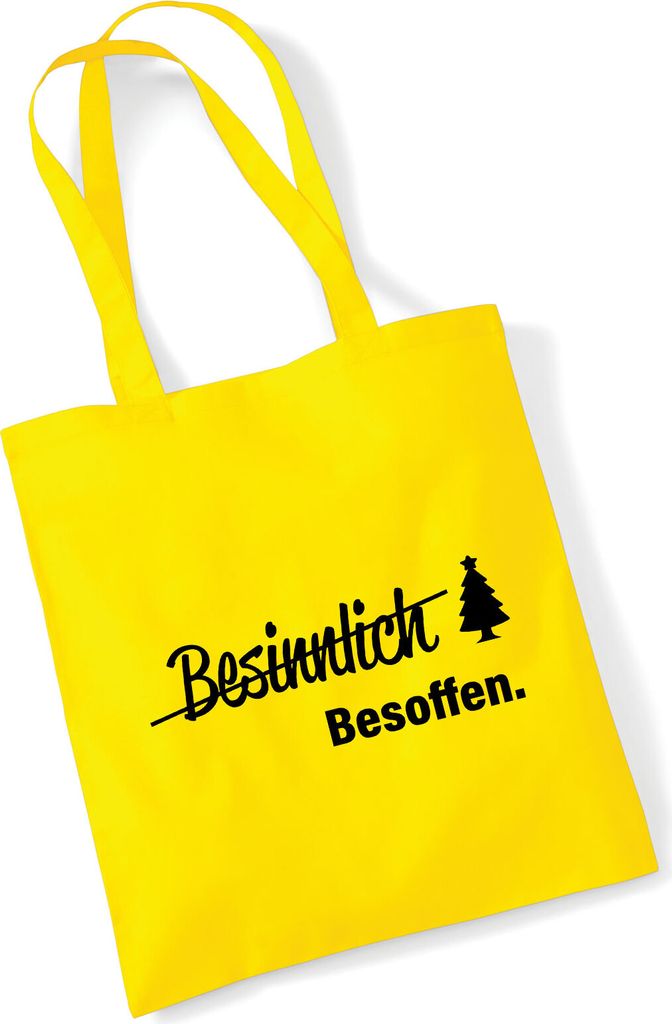 Huuraa Jutebeutel Besinnlich Besoffen Tannenbaum 10 Liter Yellow Baumwolle Tasche Geschenkidee