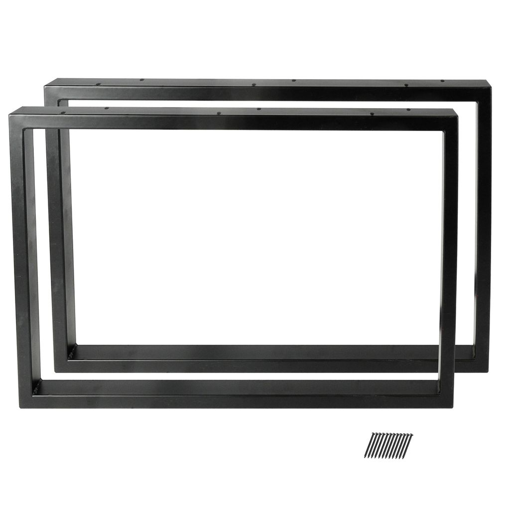 Montixx 2X (1 Paar) Quadrat-Couchtisch & Tischkufen Bank Tischuntergestell B 70cm x H 40cm schwarz Eisen Pulverbeschichtet