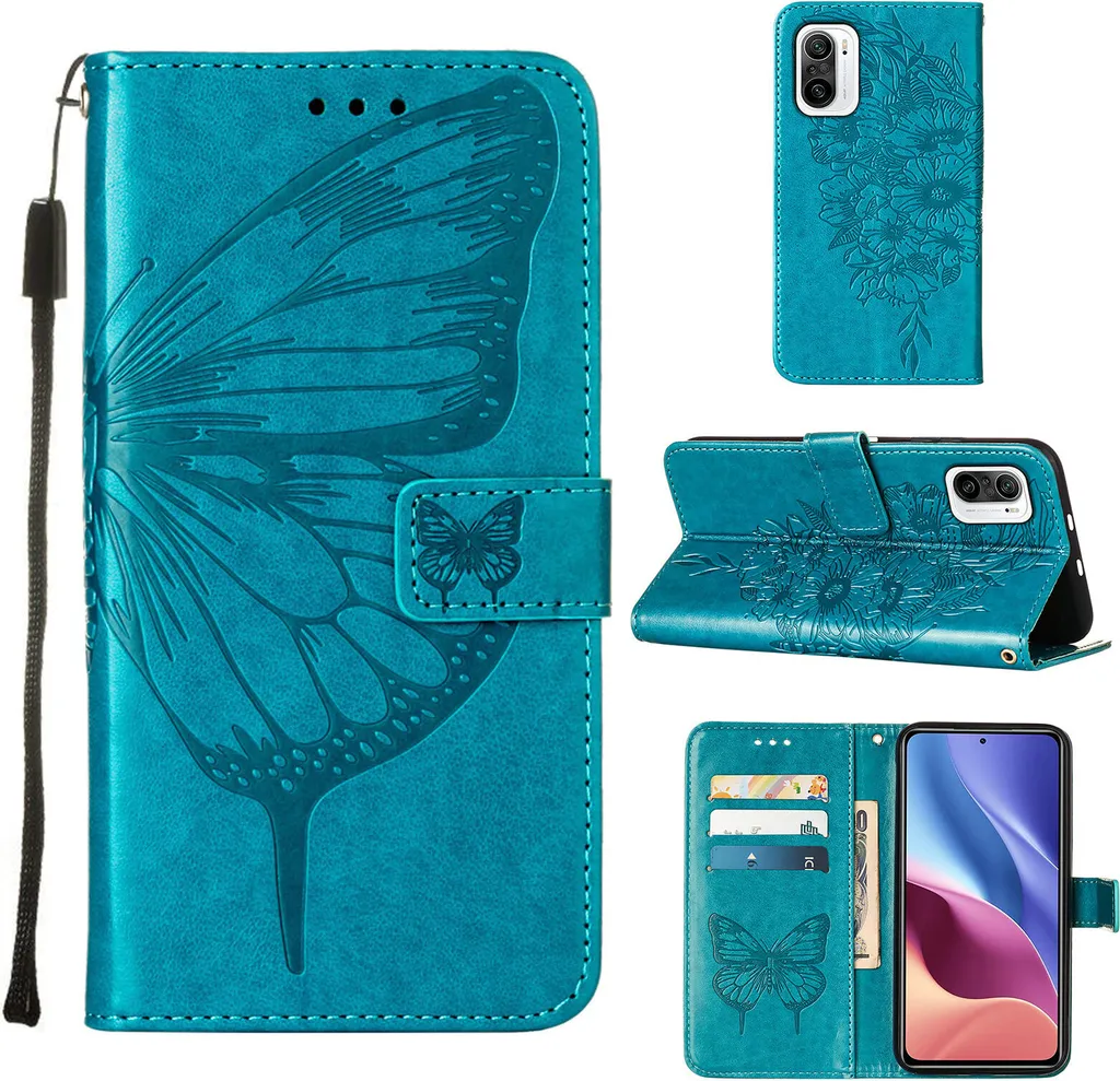 Custodia Professionale Xiaomi 11i / Poco F3 | Pelle Blu Relief Flip