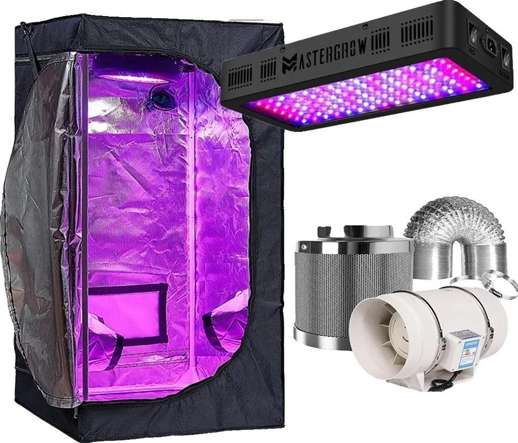 Grow Tent Kit, 2000W LED Wachstumslampe, Kohlefilter Kombination, Paket B-a, 50x50x100cm kit-a