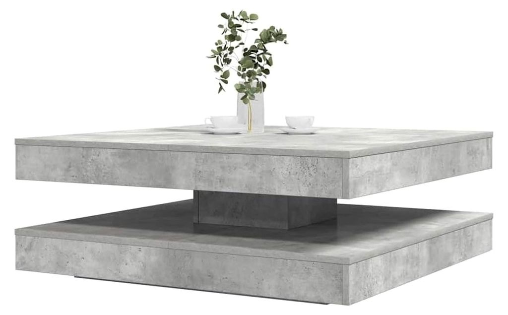 Couchtisch 360 Grad drehbar in Betongrau 90 x 90 x 34,5 cm