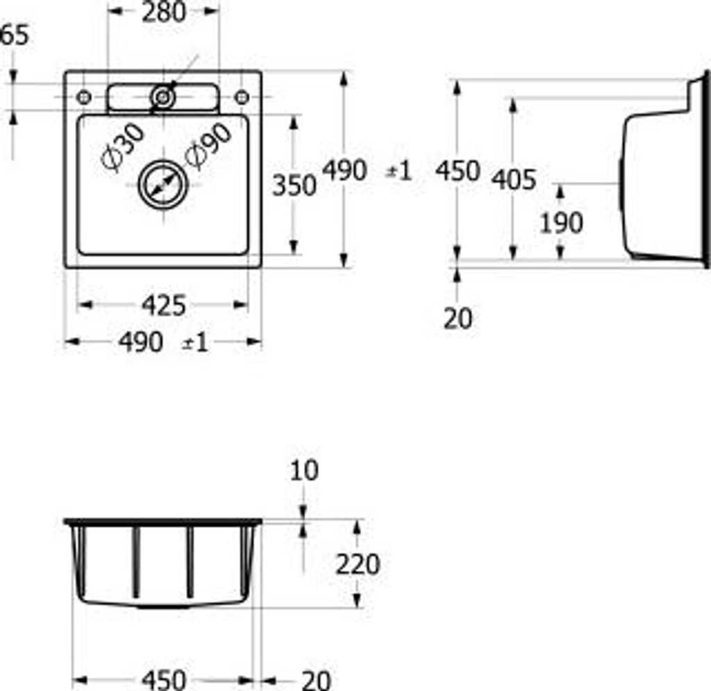 Villeroy & Boch Keramikspüle 33451Fi4, Siluet 50 S flat Flächenbündige Spüle - inkl.