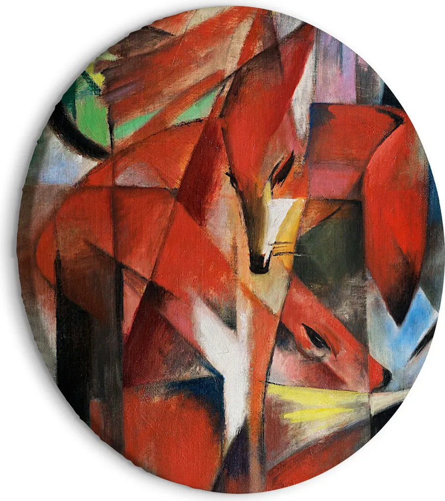 Quadro rotondo su tela - Le volpi (Franz Marc) 80x80 cm Riproduzioni l-G-10017-bc-a