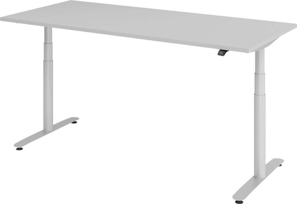 bümö Schreibtisch elektrisch Bluetooth & App XDLR - Gestell: Silber, Nachbildung: Grau, Größe: 180 x 80 cm