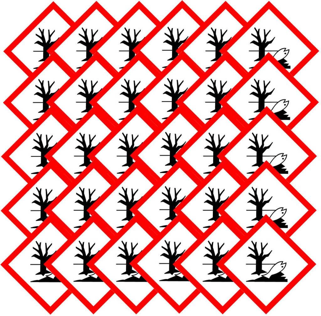TE-Office 100 Stück GHS Gefahrstoff Gefahrstoffsymbole Etiketten Aufkleber Gefahrstoffkennzeichnung Umweltgefahr GHS 09 15x15 mm Schild Mehrfarbig