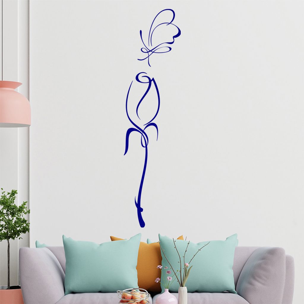 Schmetterling Linien Wandtattoo in 6 Größen - Wandaufkleber Wall Sticker - Dekoration, Küche, Wohnzimmer, Schlafzimmer, Badezimmer