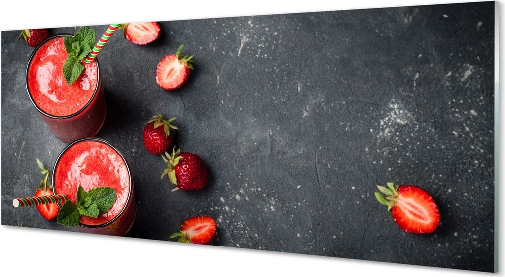 Glasbilder 125x50 Wandkunst Strawberry coctail