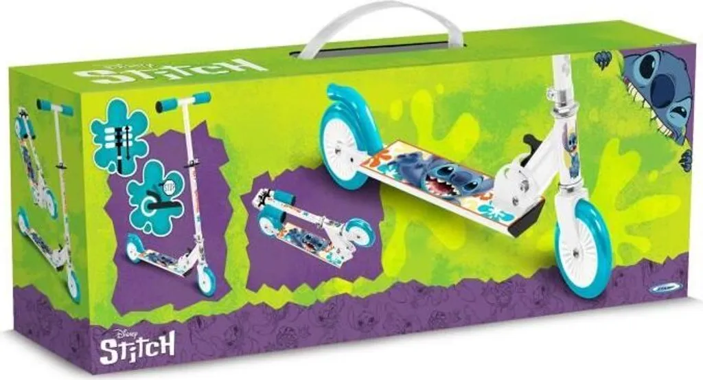 Trottinette Disney Stitch Pliable Gain de Place pour Enfant Frein Sécurisé