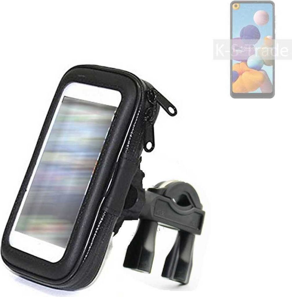 K-S-Trade Fahrrad-Halterung kompatibel mit Samsung Galaxy A21 Handy-Halterung Halter Lenkstange Fahrradhalterung Motorrad Bike Mount Wasserabweisend