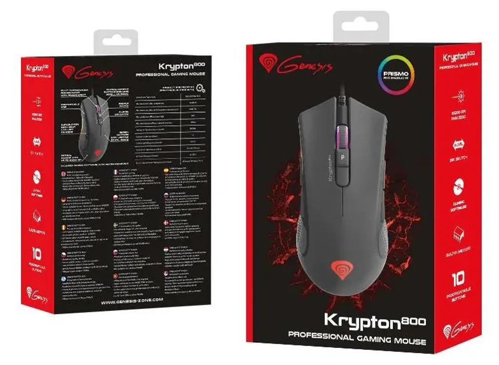 Souris pour le jeu vidéo GENESIS Krypton 800 ambidextre noire 8000fps - 6