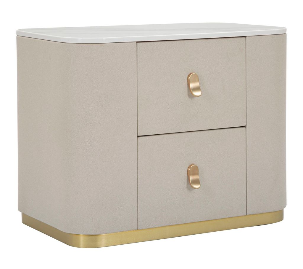 Table de chevet Mauro Ferretti, crème, or, 60x40x47 cm Image du produit 