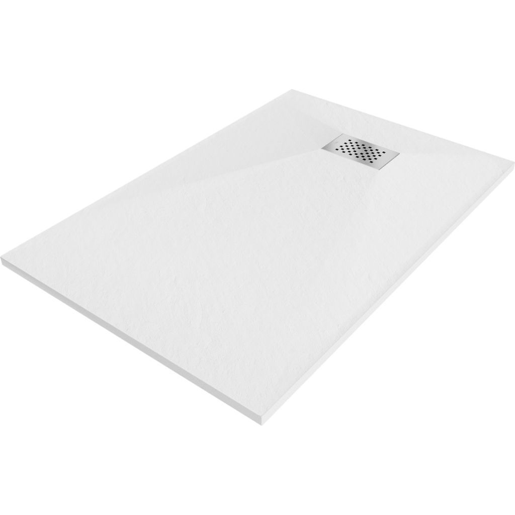 Mexen Hugo rechteckige Dusche SMC 130 x 90 cm, weiß, Inox-Abdeckung - 42109013-X