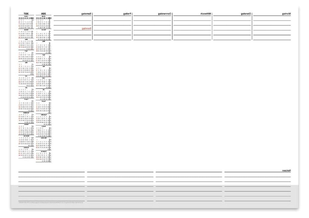 PuK Papier-Schreibtischunterlage mit 2-Jahres-Kalender 2026/2027 | DIN A2 mit Kantenschutz | 25 Blatt zum Abreißen | mit Wochenplan und Notizen | ...