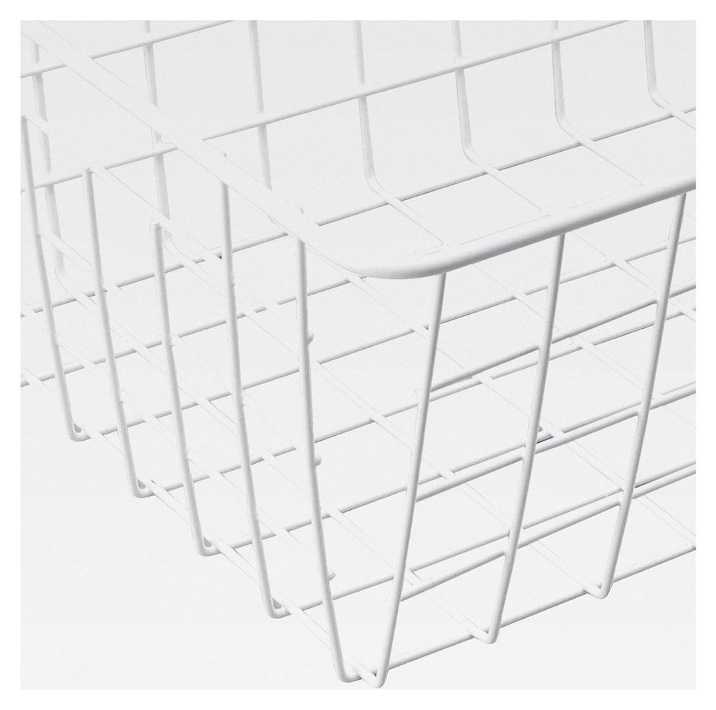4 Stück Drahtkorb Metallkorb Weiß, 28 x 22 x 12 cm, Eisenkorb für Aufbewahrung in Büro, Küche, Badezimmer und Schränken