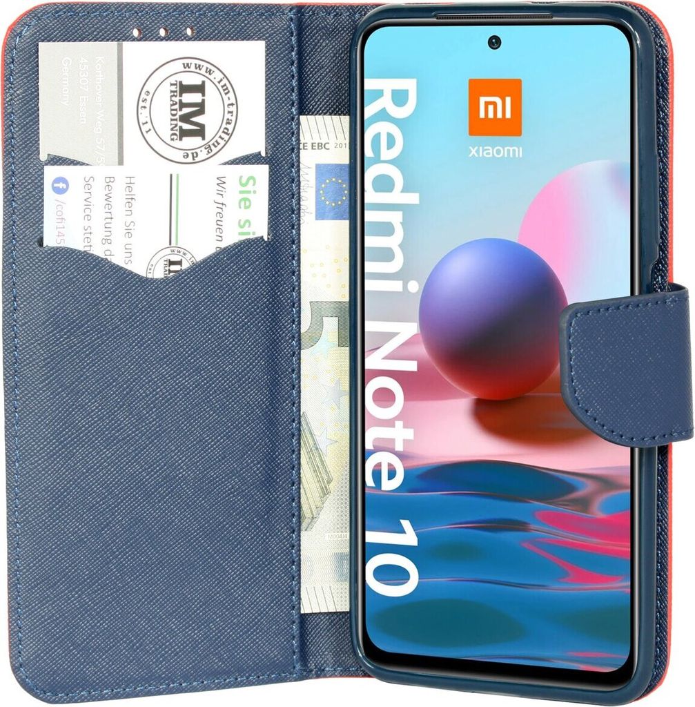 cofi1453 Buch Tasche "Fancy" kompatibel mit XIAOMI REDMI NOTE 10S Handy Hülle Etui Brieftasche Schutzhülle mit Standfunktion, Kartenfach Blau-G...