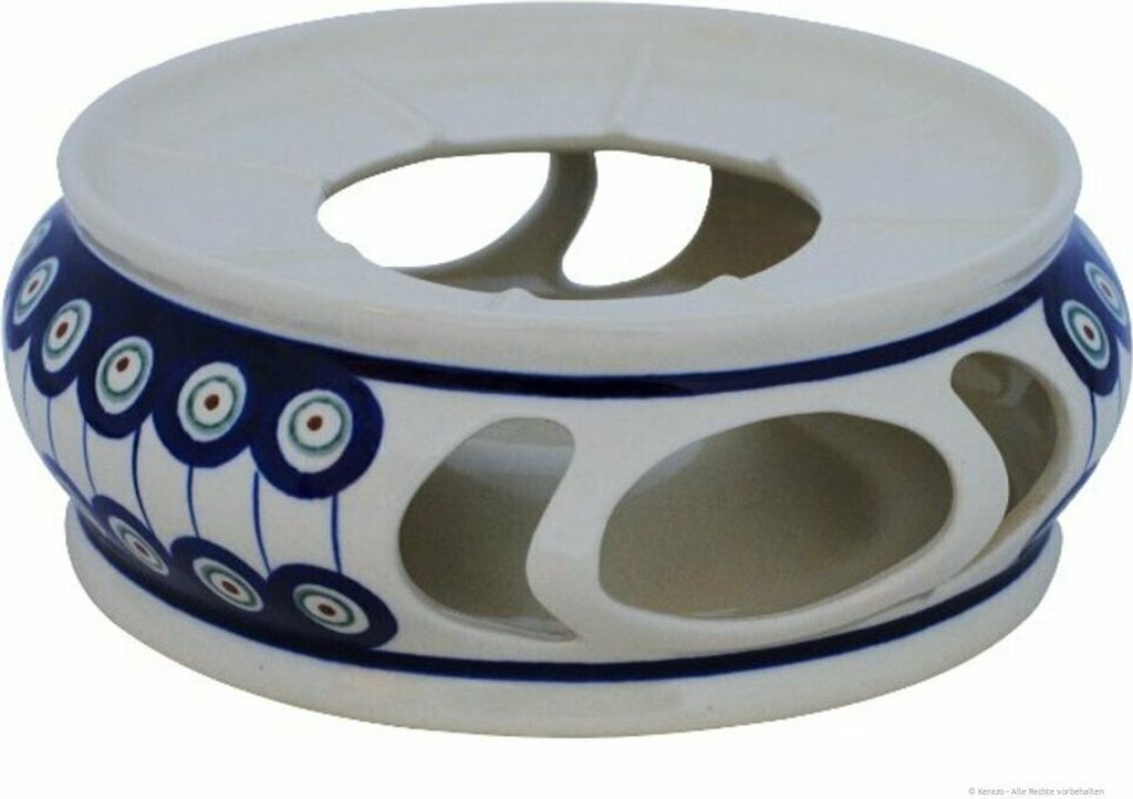 Original Bunzlauer Keramik Stövchen Ø18,5cm H 7,0cm im Design 8 – ideal für Terrine & Töpfe & Teekanne