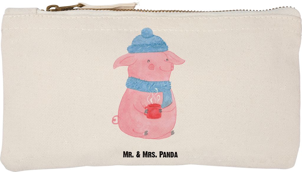 Mr. & Mrs. Panda Kulturbeutel Schweinchen Glühwein Größe S Klein - Weiß - Geschenk, kosmetiktäschchen, Weihnachten, Etui, Federmappe, Betrunke...