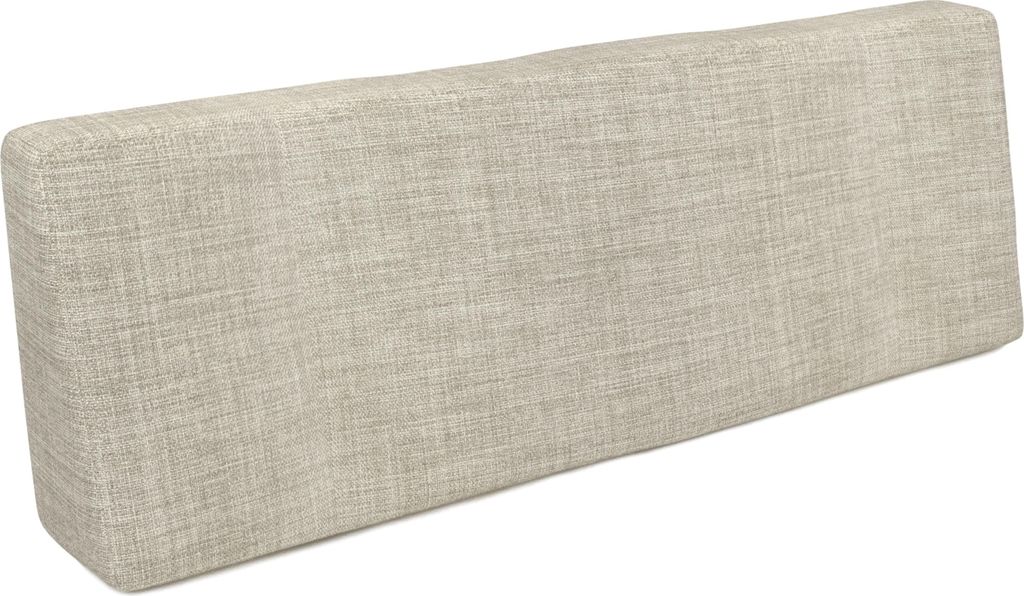 A beige upholstered backrest cushion for a pallet sofa, shown from a slightly elevated side angle against a white background.