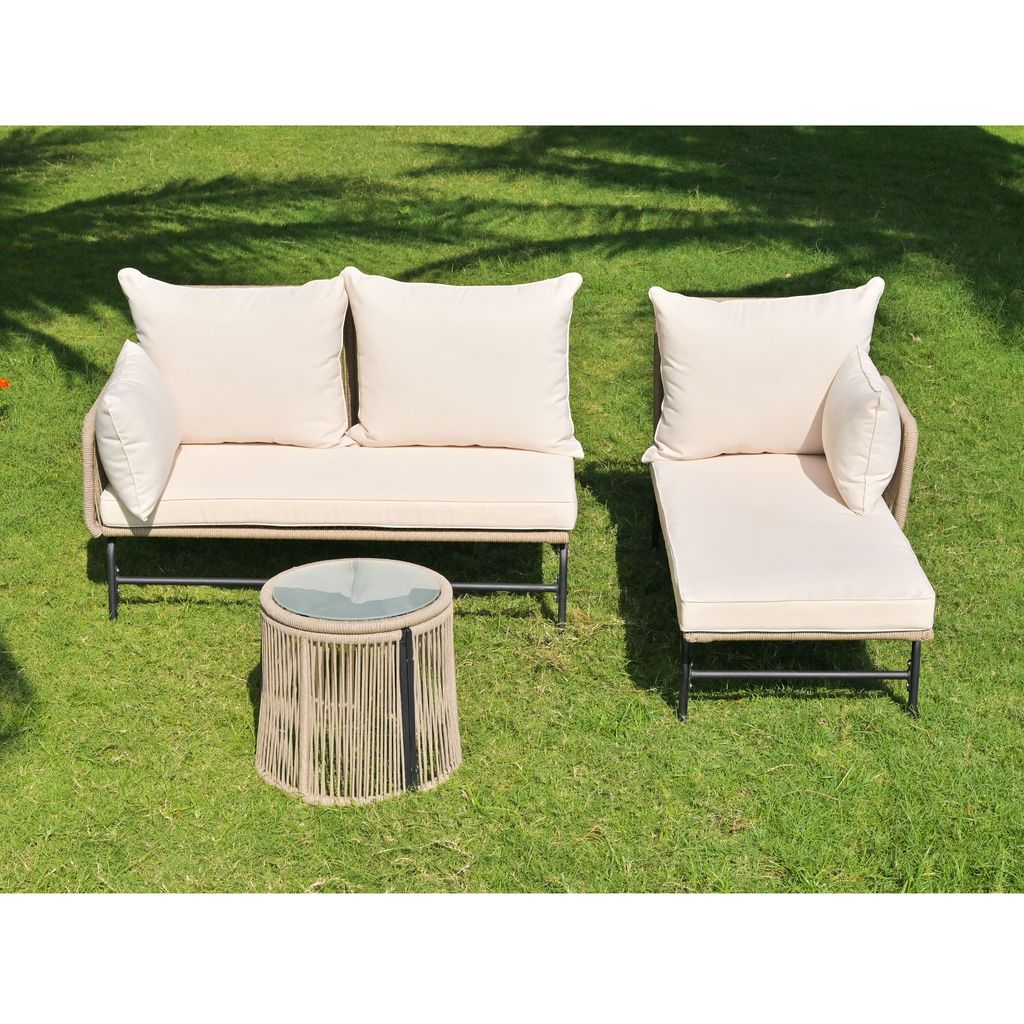 Flieks Gartenlounge Set 3-tlg, Balkonmöbel Set 3 Sitzer, Produktbild 5
