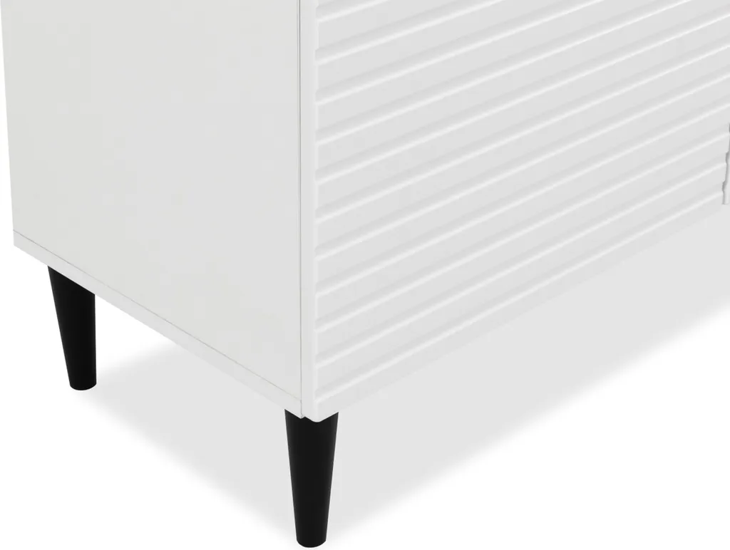 Meuble TV blanc QUINLAN - Solution gain de place et rangement salon