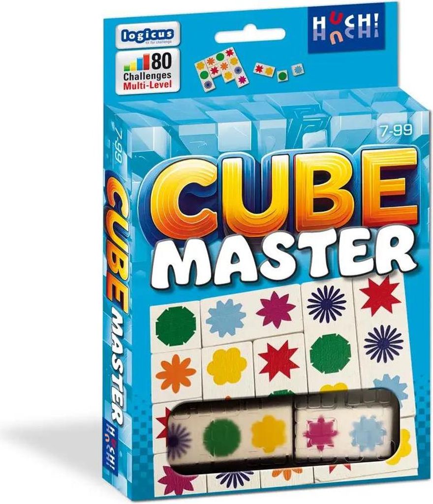 HUCH!, Cubemaster, Legespiel, Logikspiel für knifflige Denksportler, 60 Herausforderungen für schlaue Köpfe, Ab 1 Spieler ab 7 Jahren