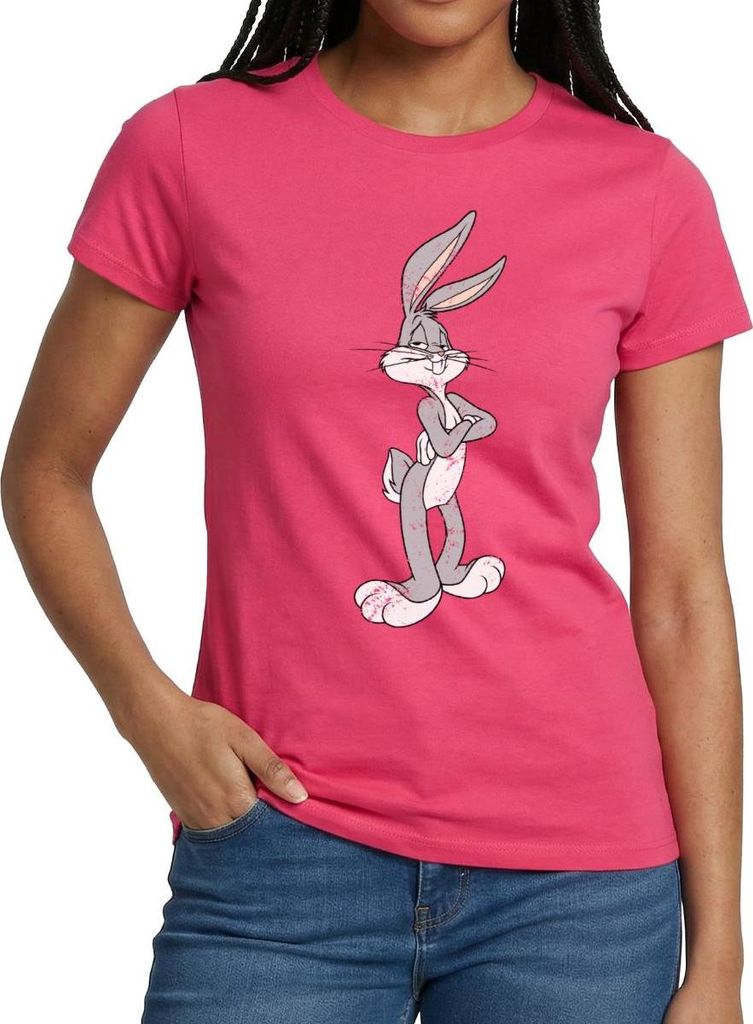 Spreadshirt Looney Tunes Bugs Bunny Vintage Pose Frauen T-Shirt, M, Azalea