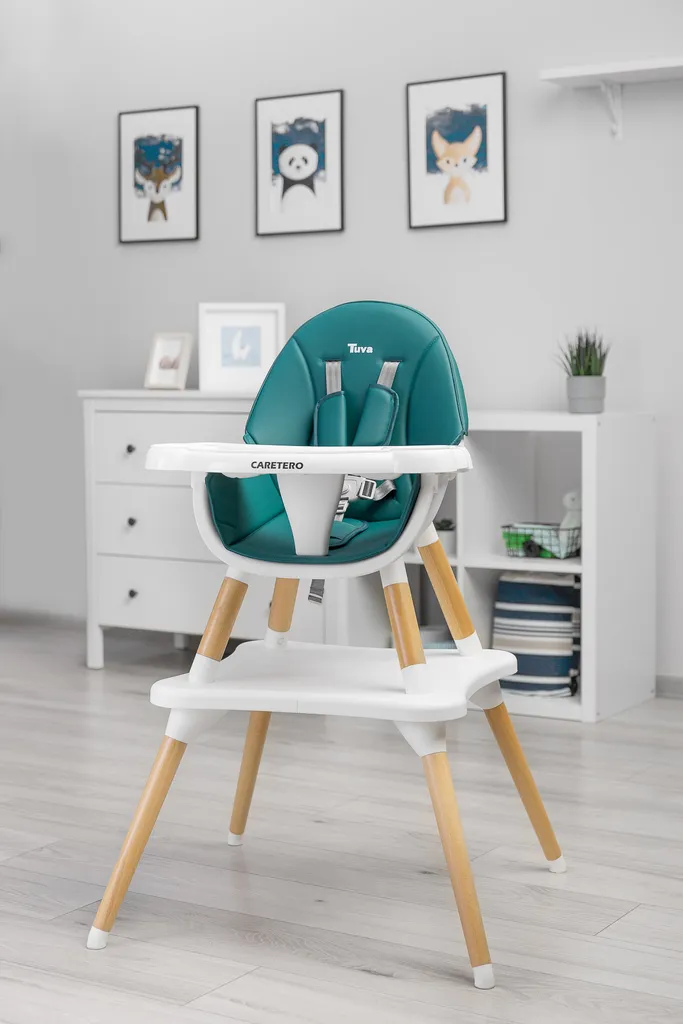 Seggiolone Design Scandinavo Caretero Tuva Verde Scuro 2in1 - 12