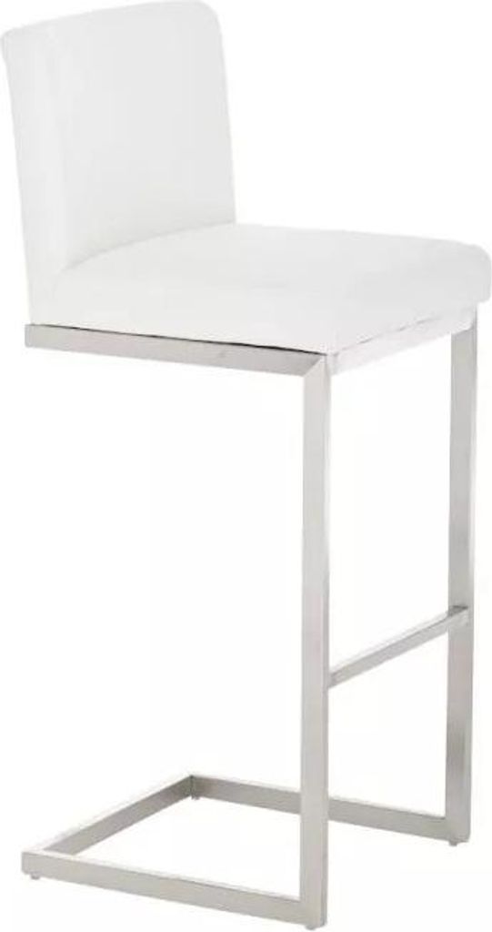 In And OutdoorMatch Barhocker Cortez - Mit Rückenlehne - 1er Set - Ergonomisch - Barstühle für Küche oder Kantine - Weiß - Sitzhöhe 77cm