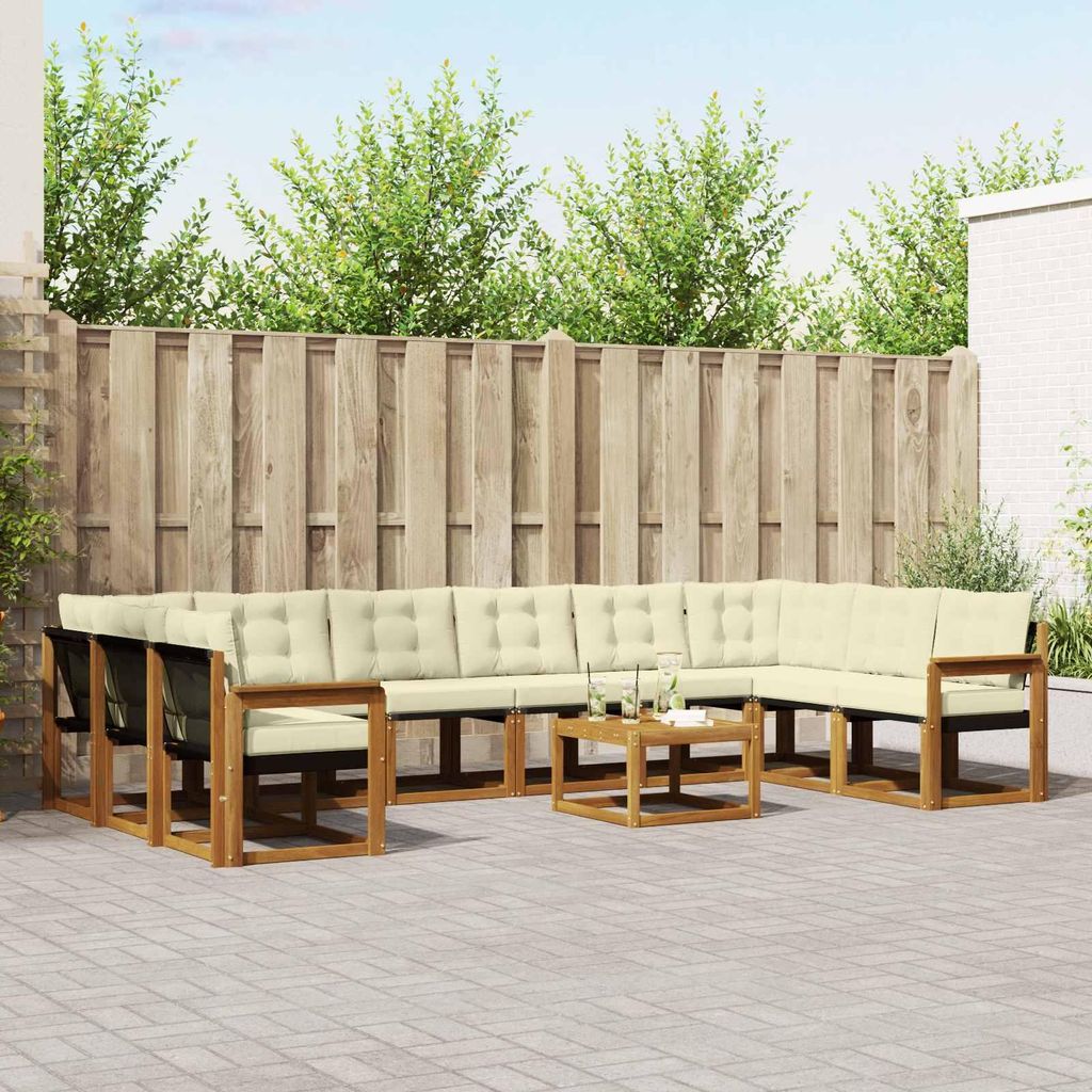 "Neues Produkt" Outdoor-Sofagarnitur ANTI-UV - CLORIS - mit Kissen - 11 pcs - Natur und Creme - Modern Gartensofas V619