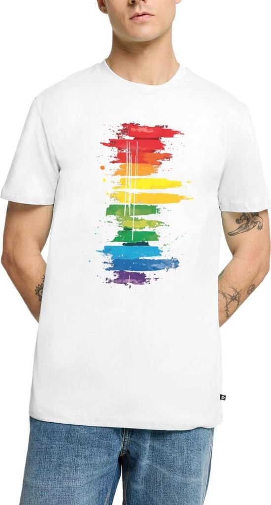 Spreadshirt Pride Flagge Regenbogen Statement Männer Premium T-Shirt, 4XL, Weiß