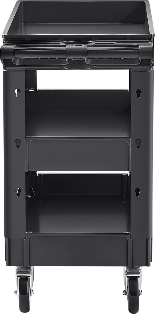 SucceBuy Schwerlast-Universalwagen mit 3 Ablagen, 250 kg Tragkraft, rollender Kunststoffwagen mit 360° schwenkbaren Rädern (2 mit Bremse), ergono...