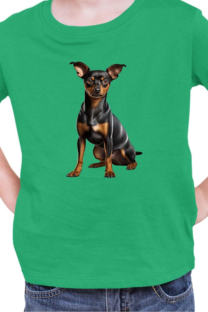 Kinder T-Shirt Dogs Breeds Miniature Pinscher Dog Breed 006, 7-8 Jahr - 128 / Grün