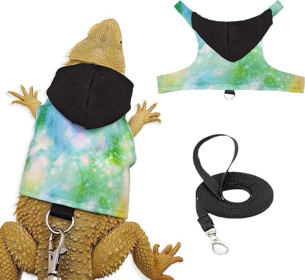 Bebaarde Drachen Eidechse - Hoodie Gurtanzug für Reptilien Haustier - Geeignet für Bebaarde Drachen Eidechse und Reptilien - Outdoor Brustgeschir...