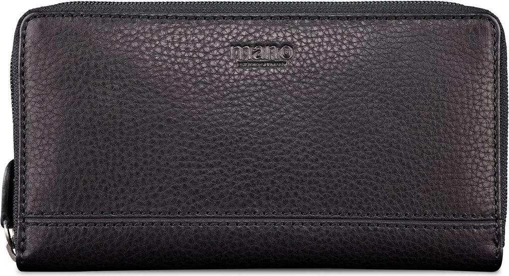Portafoglio Artigianale Mano Don Montez Long Zip Pelle Nera