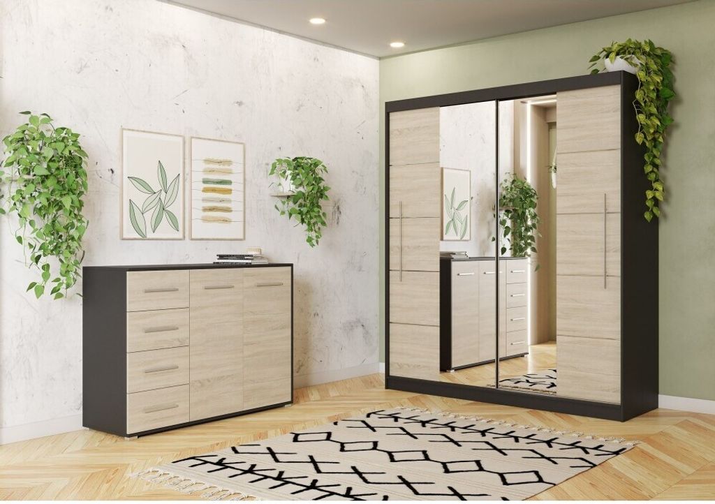2er-Set Schwebetürenschrank mit zwei Spiegeln und Produktbild 