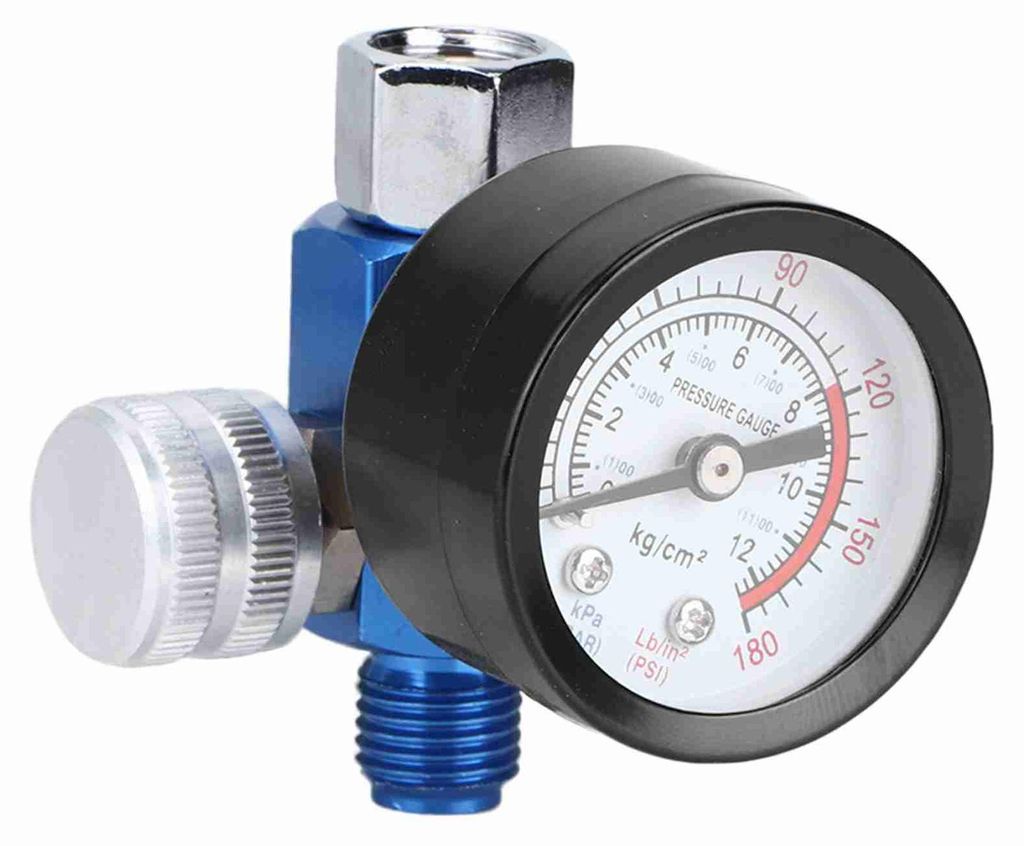 Luftdruckregler Manometer Aluminiumlegierung Verstellbare Spritzpistole Druckluftwerkzeug G1/4