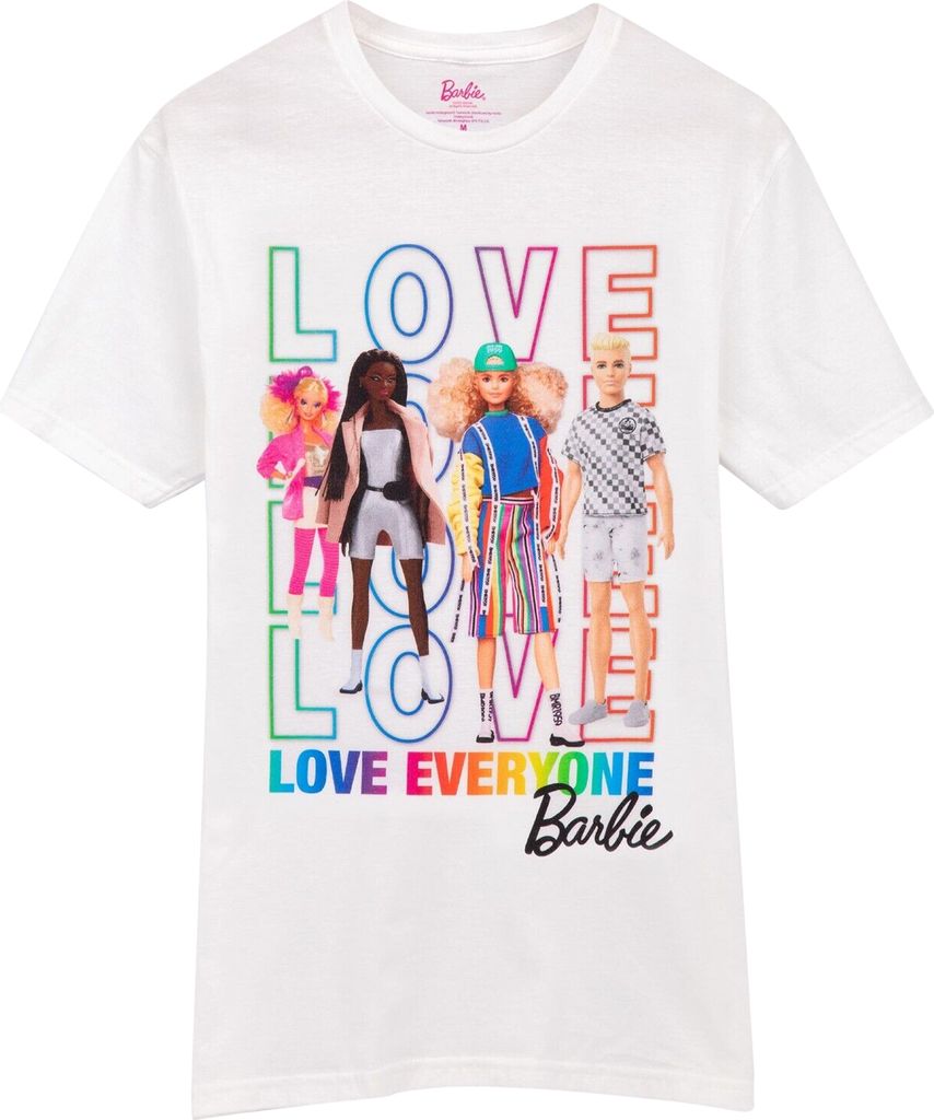 Barbie - "Love Everyone" T-Shirt für Damen NS8116 (36 DE) (Weiß)