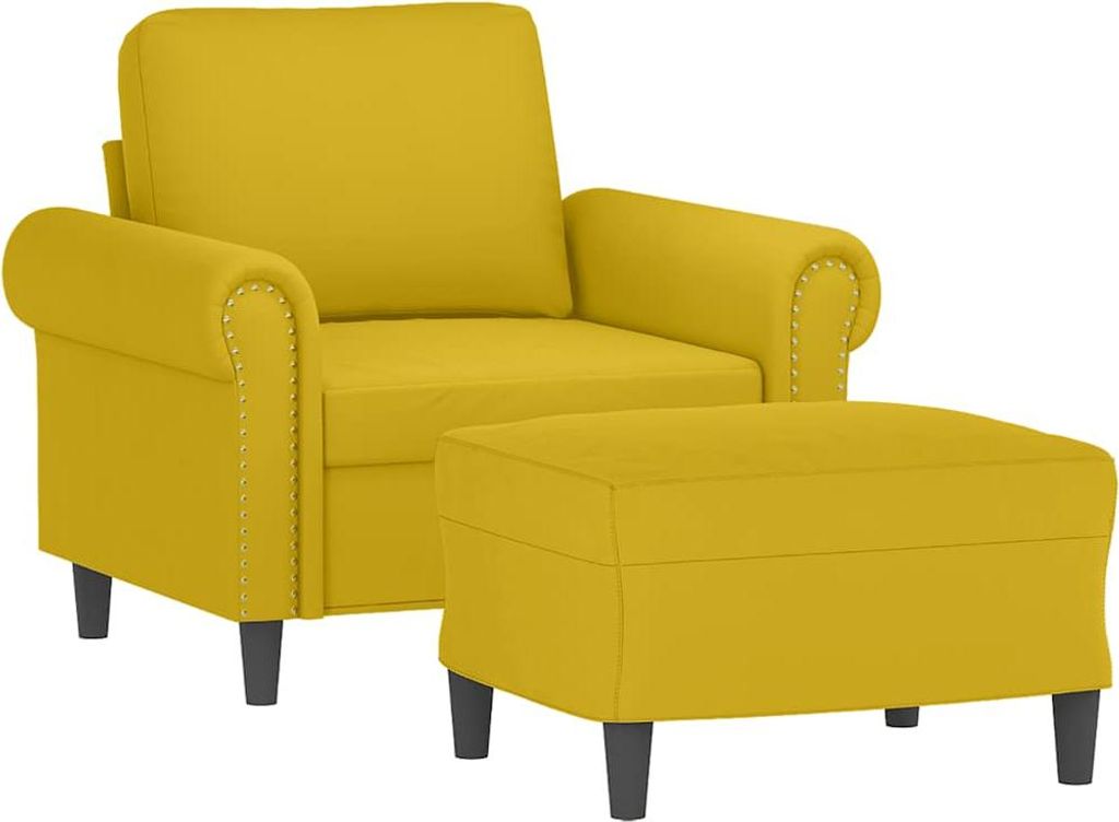 vidaXL Sessel mit Hocker Gelb 60 cm Samt