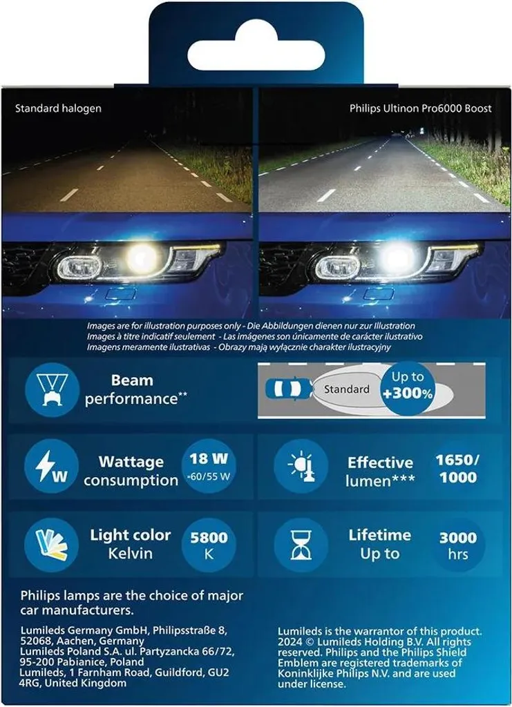 Philips Ultinon Pro 6000 Boost H4 LED 2.0 - Éclairage Ultra Blanc 5800K