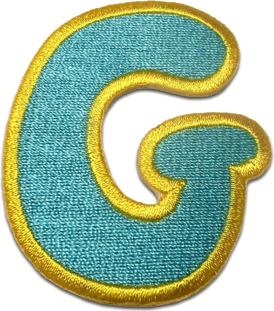 Buchstabe G - 6.2x5.3cm: Alphabet Buchstaben Einzeln Auswählbar - Aufnäher, Bügelbild, Aufbügler, Applikationen, Patches, Flicken, Zum Aufbügeln