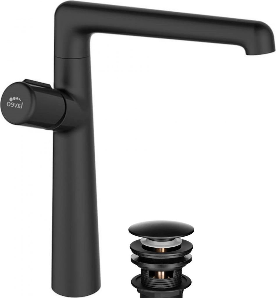 Design Waschtischarmatur stehend mit L-Auslauf Schwarz Produktbild 